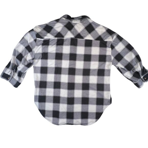 Eden & Olivia Button Down Shirt XL White Buffalo Plaid Soft Grunge Modern Top - Picture 7 of 10